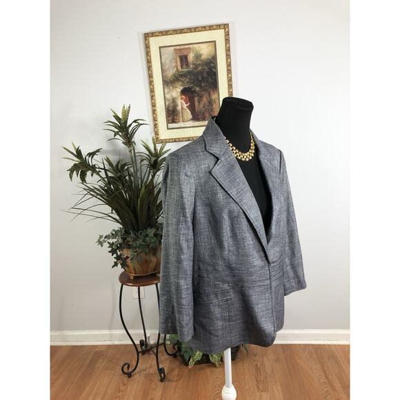 The Limited Women Jacket 14 3/4 Sleeve Lapel Notch Blazer Gray Clueless Preppy - Picture 2 of 11
